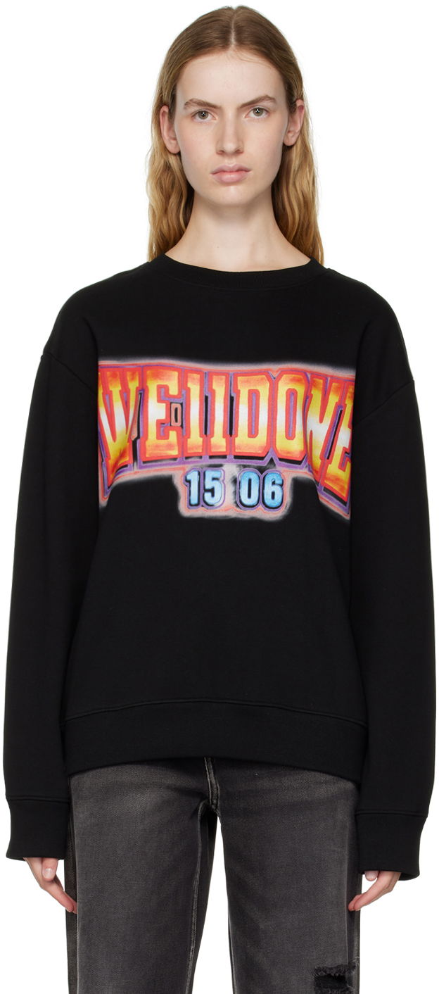Sweater We11done We11done Crewneck Sweatshirt with Graphic Print Sort | WD-TS3-22-765-U-BK