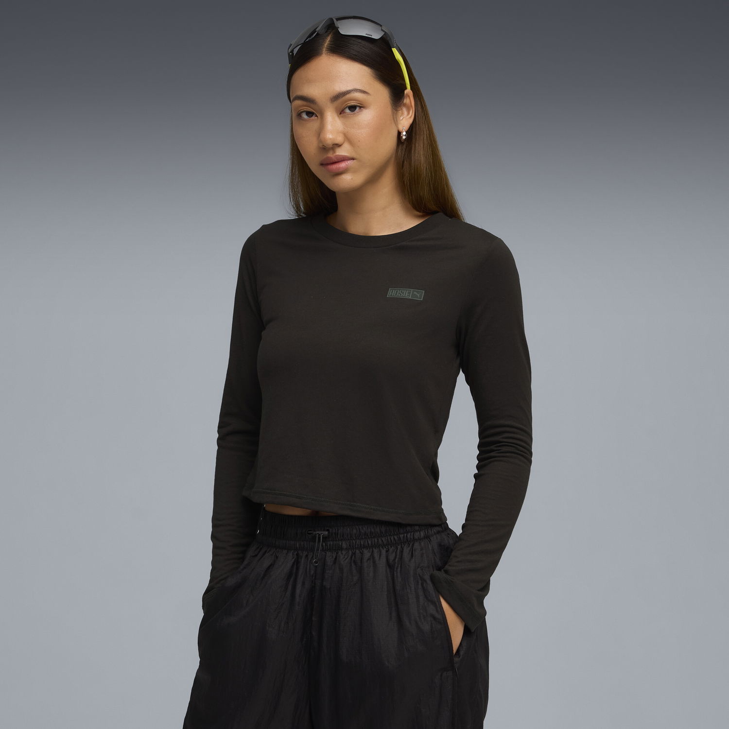 Crop top Puma PUMA x ROSÉ Women's Long Sleeve Cropped T-Shirt Sort | 633805_01, 0