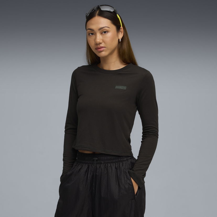 Crop top Puma PUMA x ROSÉ Women's Long Sleeve Cropped T-Shirt Sort | 633805_01