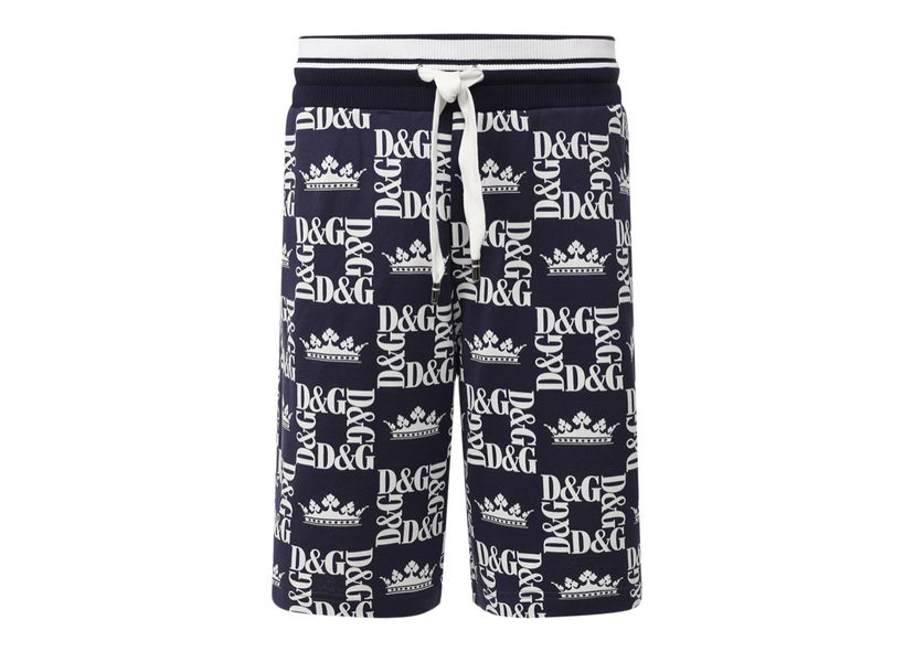 Shorts Dolce & Gabbana Crown D&G Logo Shorts Blue/White Blå | GYP7AT/FS77B