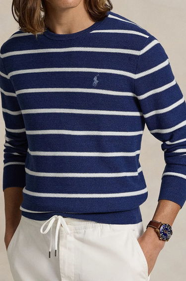 Sweater Polo by Ralph Lauren Striped Cotton Blend Sweater Blå | 710955764, 3