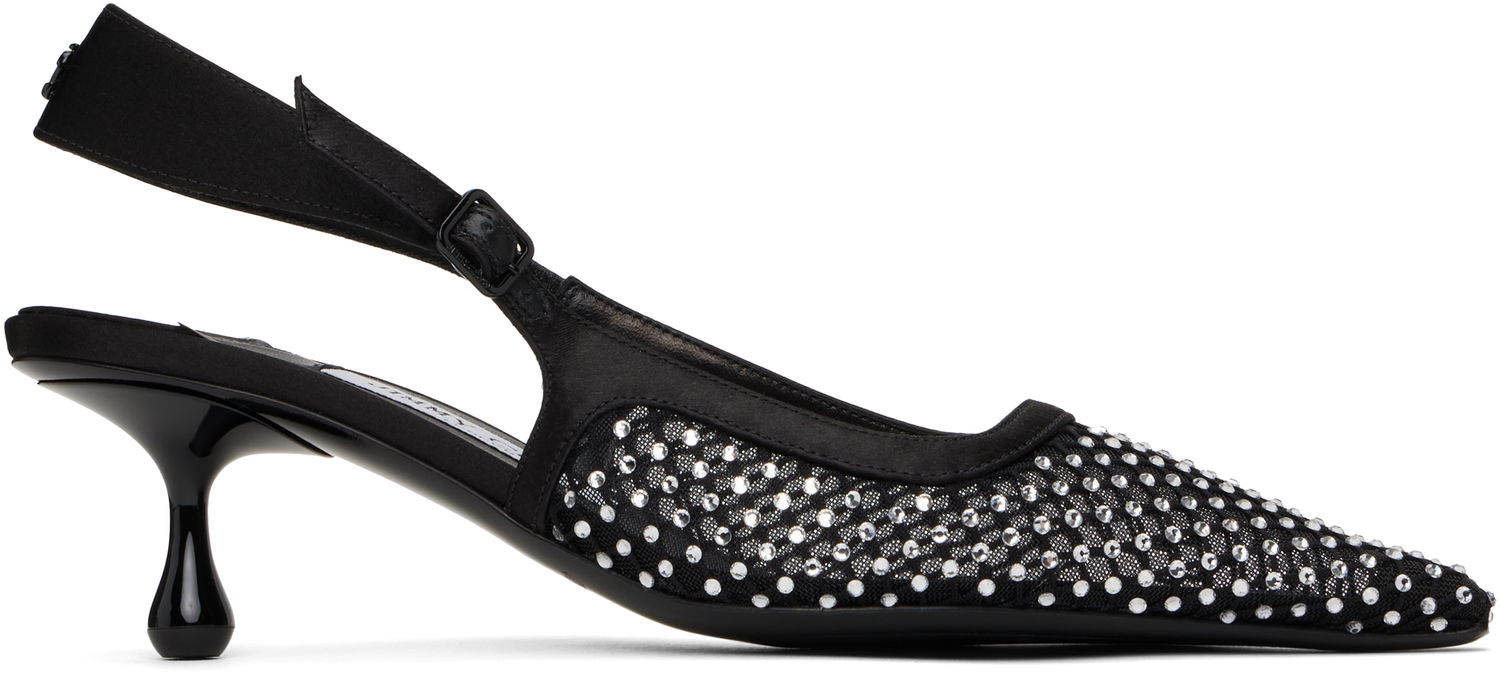 Sneakers og sko Jimmy Choo Jimmy Choo Amel 50 Crystal Slingback Heels Sort | AMEL 50 QHS, 0