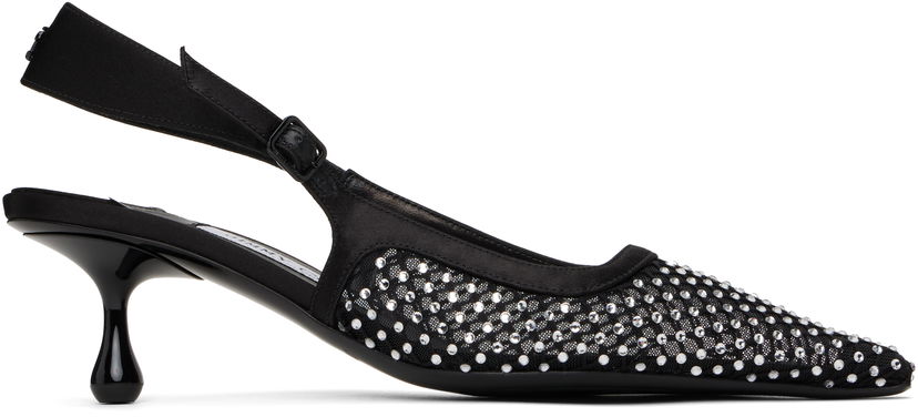 Sneakers og sko Jimmy Choo Jimmy Choo Amel 50 Crystal Slingback Heels Sort | AMEL 50 QHS