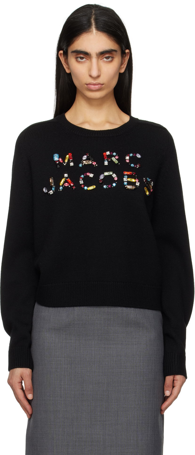 Sweater Marc Jacobs Marc Jacobs Knit Logo Sweater with Gem Embellishments Sort | 2S5RTP001K26