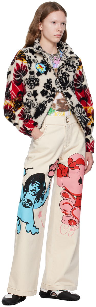 Jeans Chopova Lowena Graphic Print Wide-Leg Jeans Beige | 4062, 3