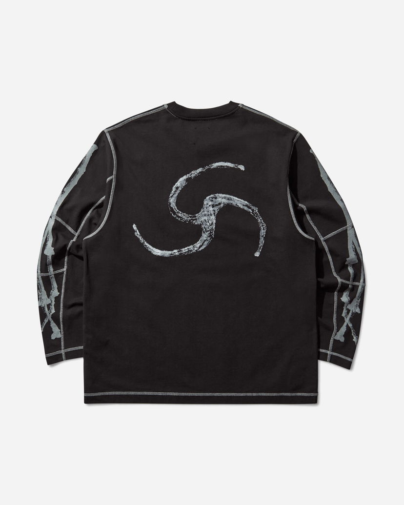T-shirt ROA Sticks Stitch Organic Longsleeve T-Shirt Sort | RBMW0509JY51 BLK0001