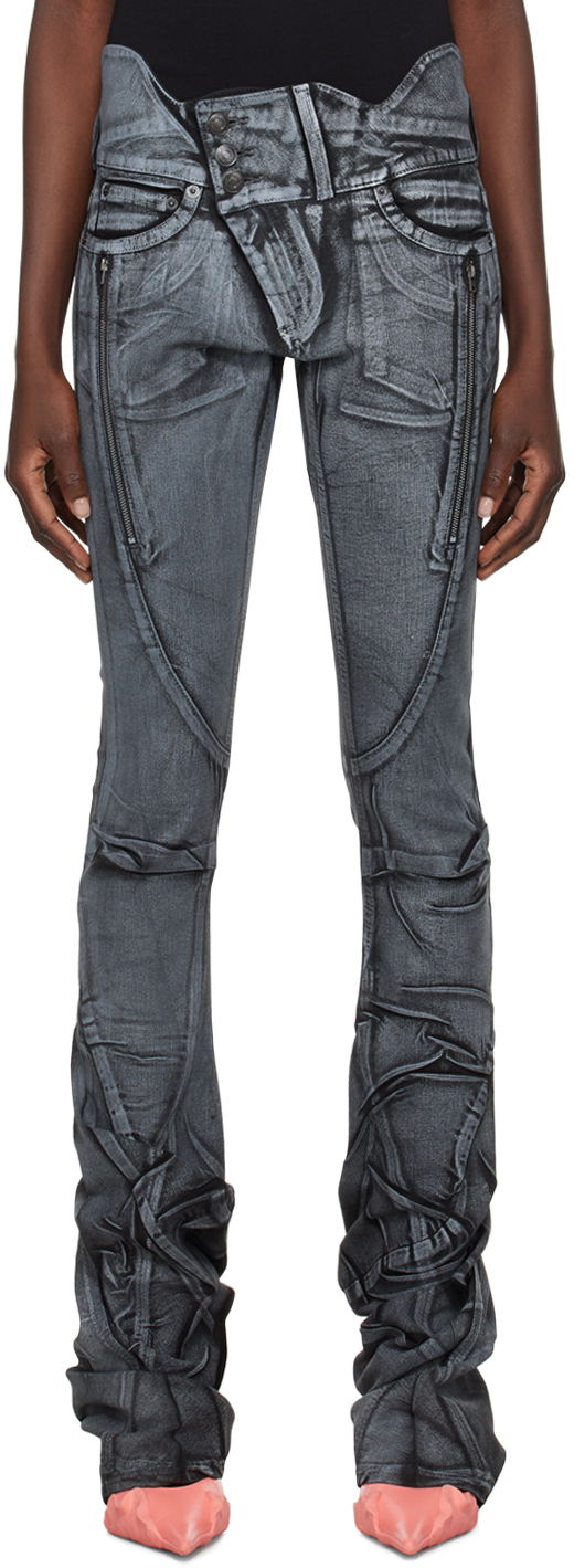 Jeans Ottolinger Ottolinger Trompe-l'œil Printed Skinny Jeans Grå | 1704712
