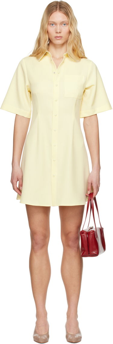 Kjole AMI AMI Paris Wool Short Sleeve Shirt Dress Gul | FDR162.WV0068, 0