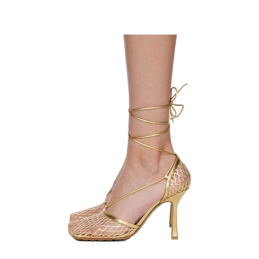Sneakers og sko Bottega Veneta Stretch Lace-Up Sandal "Gold" Beige | 651388 V1BT1