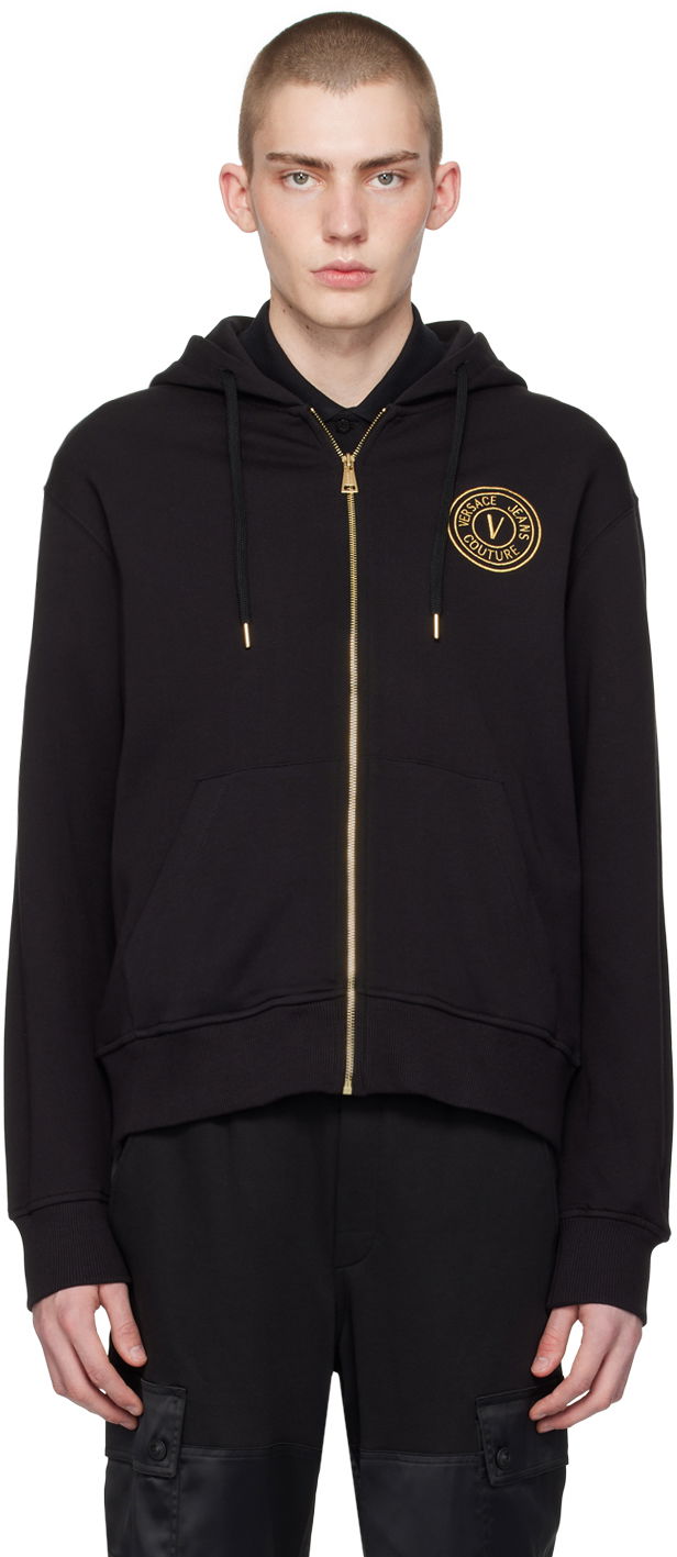 Sweatshirt Versace Couture Black V-Emblem Hoodie Sort | E76GAIT02_ECF01T
