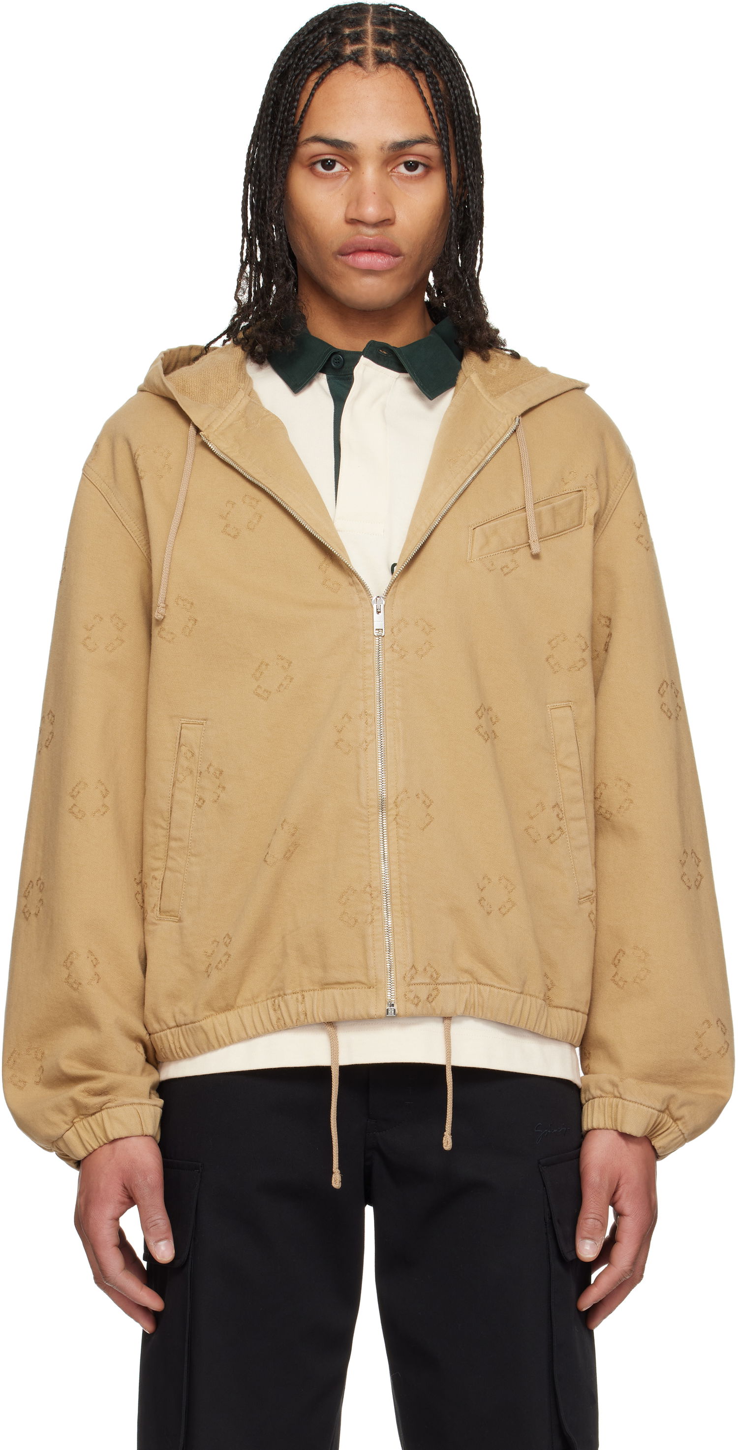 Sweatshirt Givenchy Givenchy Monogram 72 Zipped Denim Jacket Beige | BM01AA5YC6250, 0