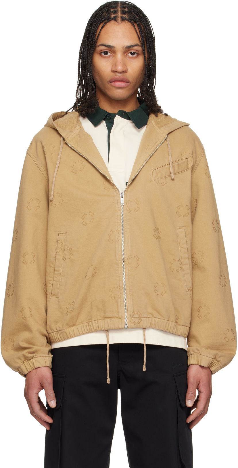 Sweatshirt Givenchy Givenchy Monogram 72 Zipped Denim Jacket Beige | BM01AA5YC6250