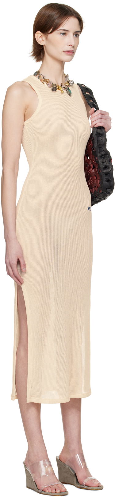 Kjole Eckhaus Latta Eckhaus Latta Spiral Midi Dress Beige | 1201-EL-PS25-O -, 1