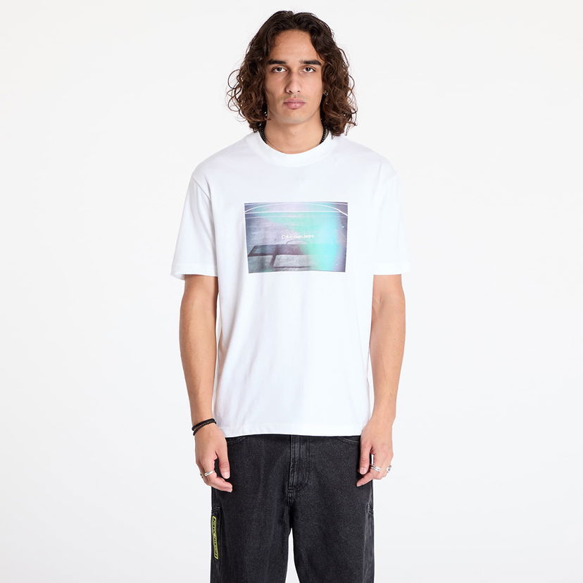 T-shirt CALVIN KLEIN Basketball Court Graphictee White Hvid | J30J326869 YAF