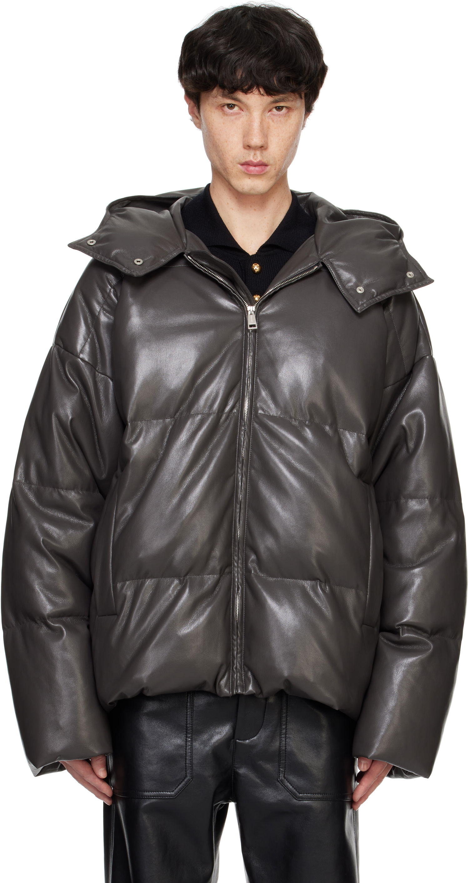 Puffer jakke Nanushka Nanushka Vili Vegan Leather Puffer Jacket Grå | NM24FWJK01769, 0