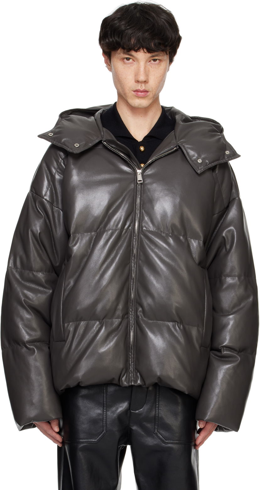 Puffer jakke Nanushka Nanushka Vili Vegan Leather Puffer Jacket Grå | NM24FWJK01769