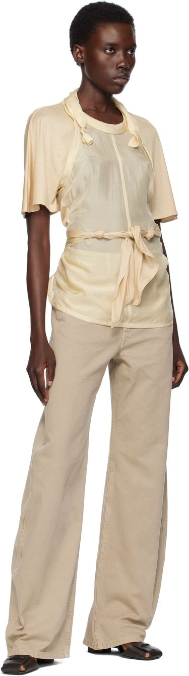 T-shirts og tank tops LEMAIRE Lemaire Mixed Fabric Knotted Top Beige | TO1332 LF1373, 4