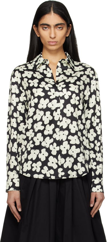 Skjorte MSGM MSGM Floral Print Shirt Sort | 3841MDE24 257151, 0