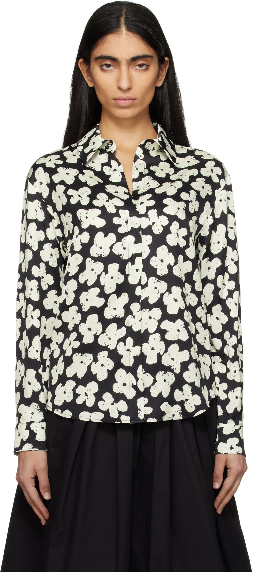 Skjorte MSGM MSGM Floral Print Shirt Sort | 3841MDE24 257151