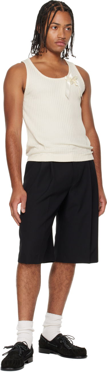 Tanktop Simone Rocha Ribbed Ribbon Daisy Tank Top Hvid | 5377 1230, 3