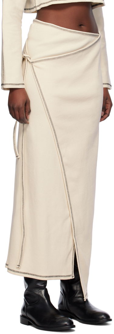 Nederdel Baserange Wrap Midi Skirt Beige | SKGW-RIB-SP24, 1