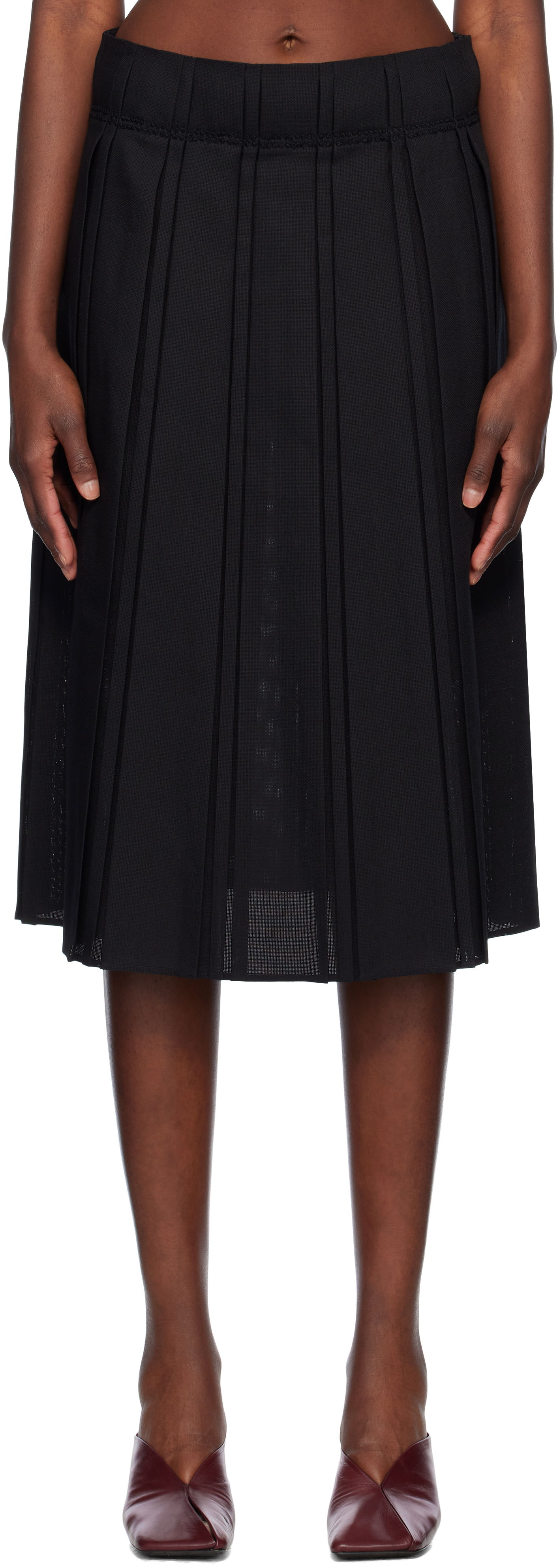 Nederdel Jil Sander Jil Sander Pleated Midi Skirt Sort | J02MA0256_J40217, 0