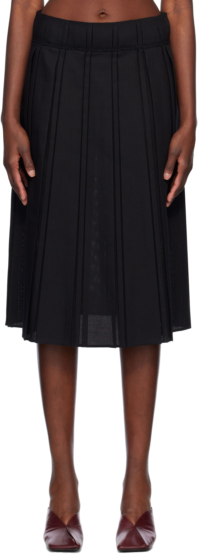 Nederdel Jil Sander Jil Sander Pleated Midi Skirt Sort | J02MA0256_J40217