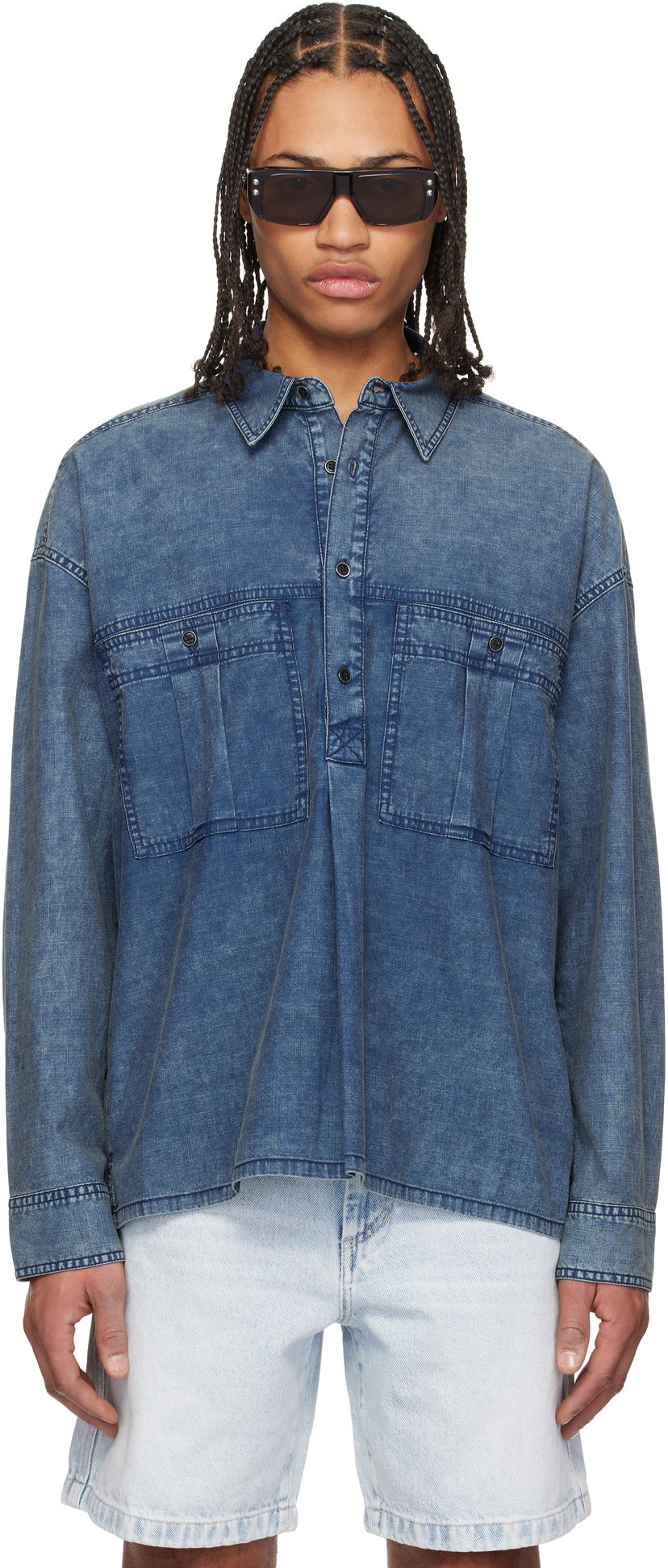 Skjorte ISABEL MARANT Isabel Marant Vittore Denim Overshirt Blå | 25PCH0228HA-C1I01H