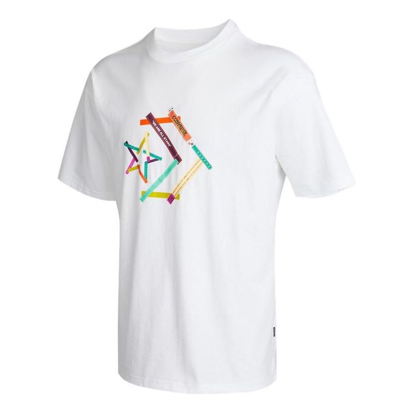 T-shirt Converse Star Chevron Print Short Sleeve T-Shirt Hvid | 10022774-A01, 0