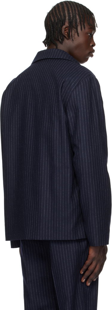 Bomberjakke A.P.C. Pinstripe Wool Jacket Mørkeblå | WOARO-H03208, 2