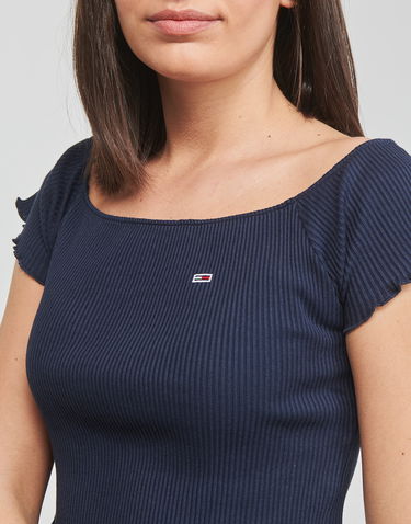 Crop top Tommy Hilfiger CROP RIB OFF SHOULDER TOP Mørkeblå | DW0DW12599C87, 4