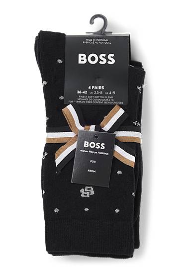 Sokker BOSS Four-pack of regular-length socks with polka dot and monogram details Sort | 50546742, 1
