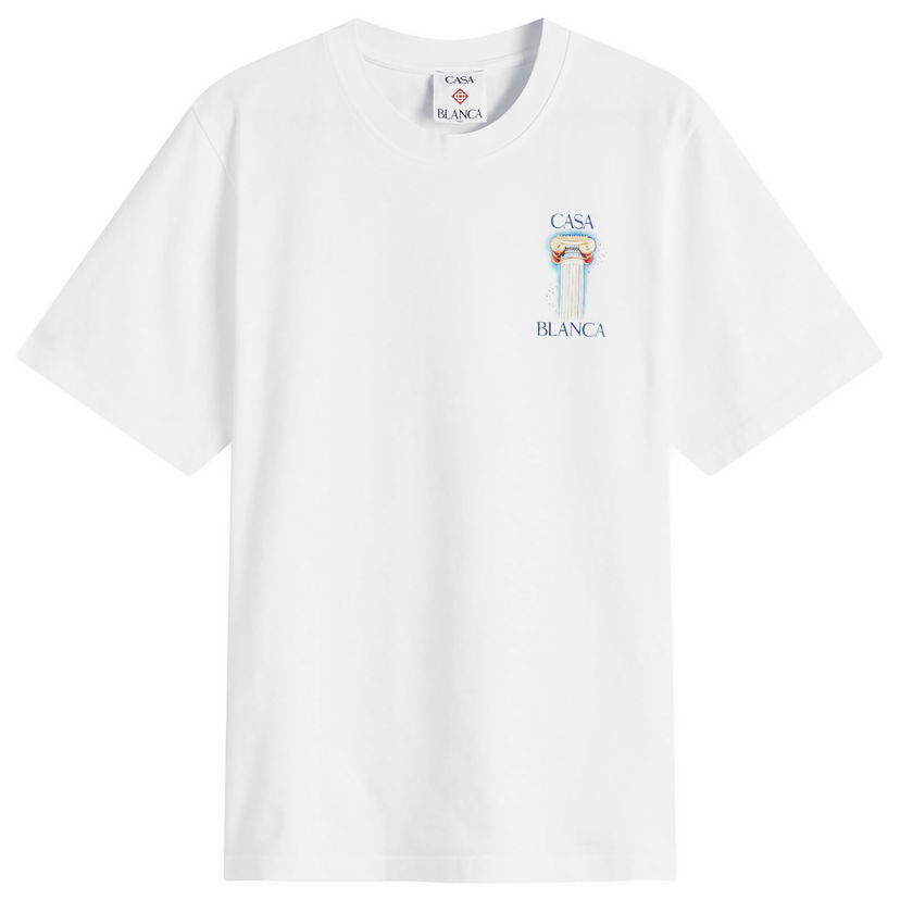 T-shirt Casablanca La Colomne Graphic T-Shirt, Size Large Hvid | MPS25-JTS-001-05