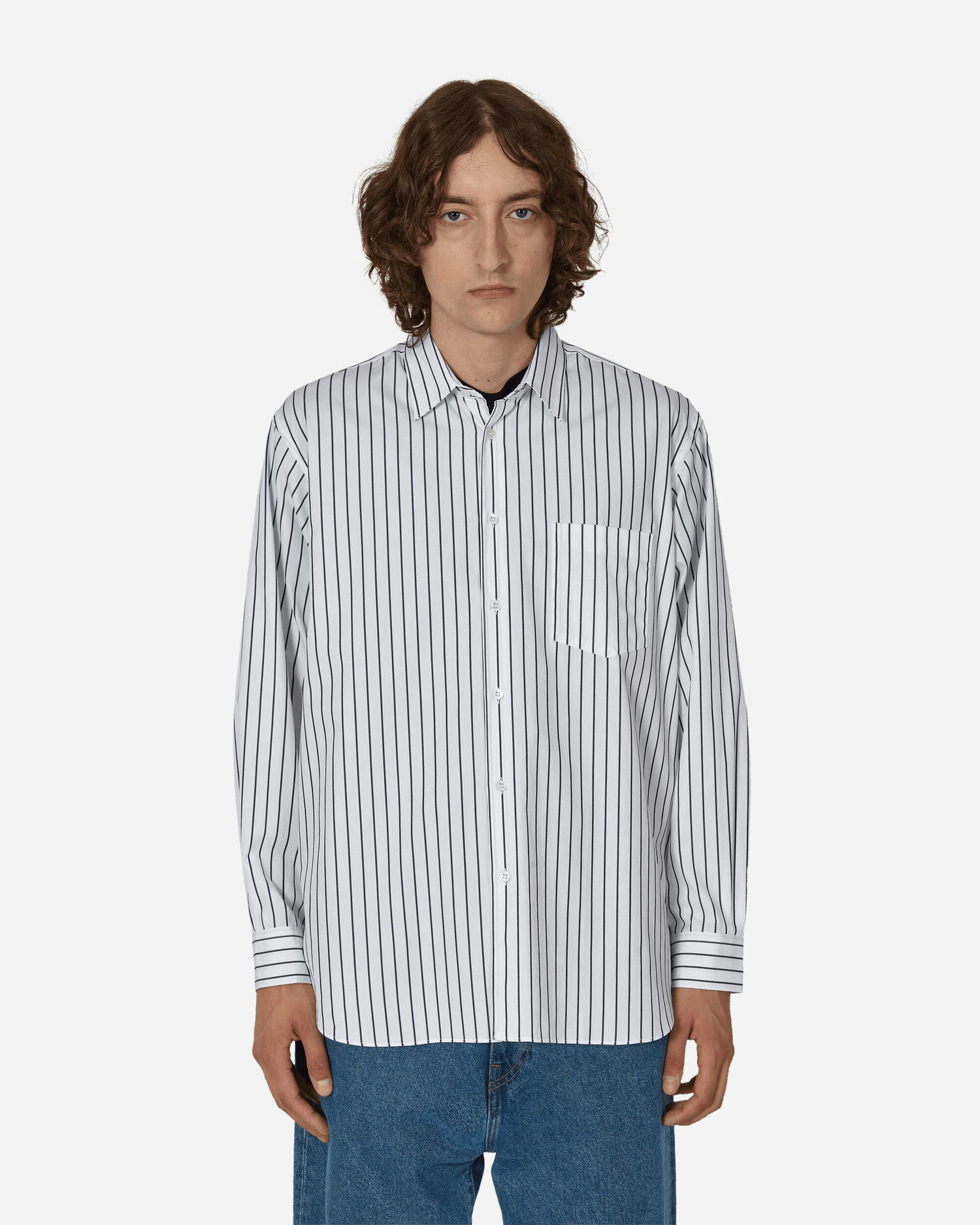 Skjorte Comme des Garçons Woven Stripe Shirt Hvid | FZ-B115-PER  119, 1