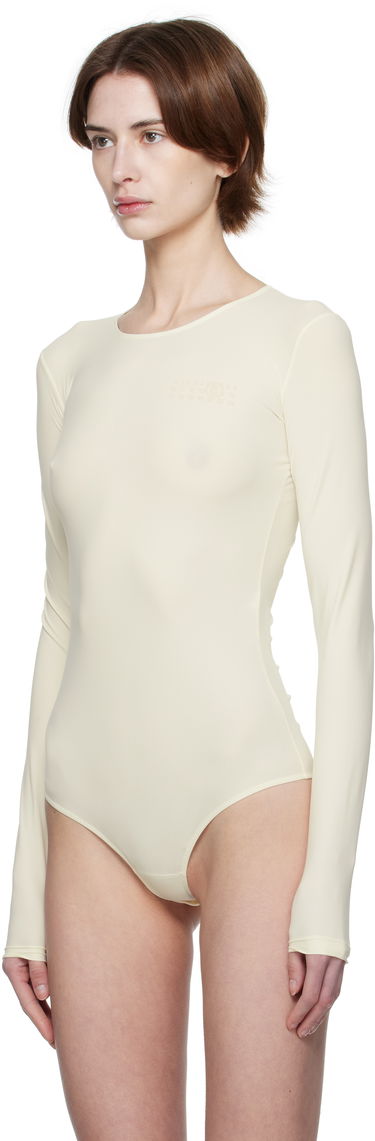 Krop Maison Margiela MM6 Maison Margiela Jersey Lycra Bodysuit Beige | S62NA0077 S20518, 3