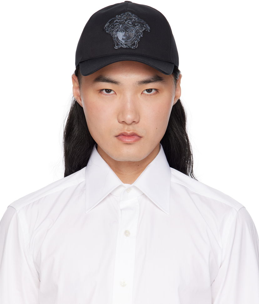 Kasket Versace Versace Embroidered Medusa Baseball Cap Sort | 1010746_1A13751