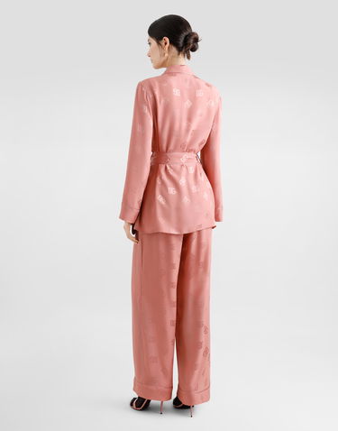 Pyjamas Dolce & Gabbana Dolce & Gabbana Silk Satin Jacquard Pajama Pants with All-over DG Logo Lyserød | FTAMPTFJ1JOF0473, 2