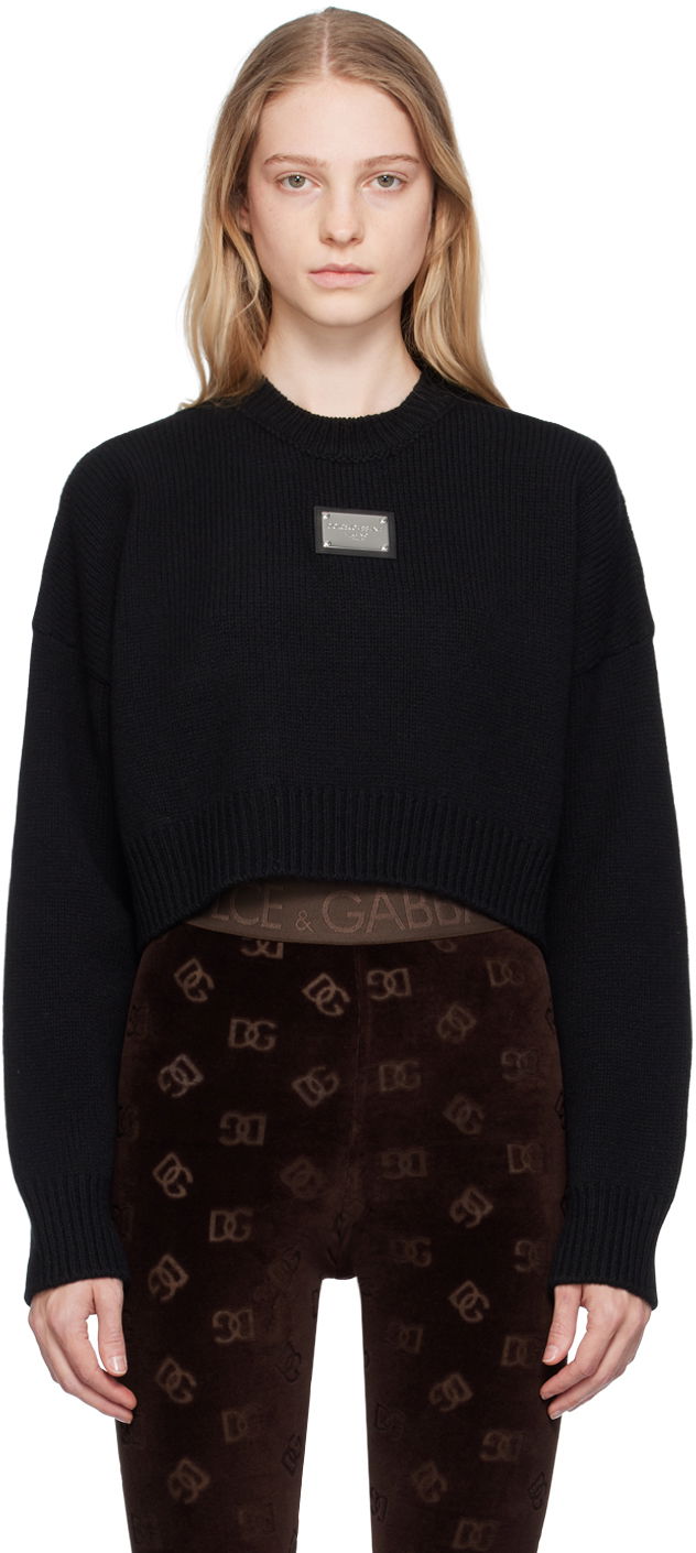 Sweater Dolce & Gabbana Black Plaque Sweater Sort | FXL67T JFMU0