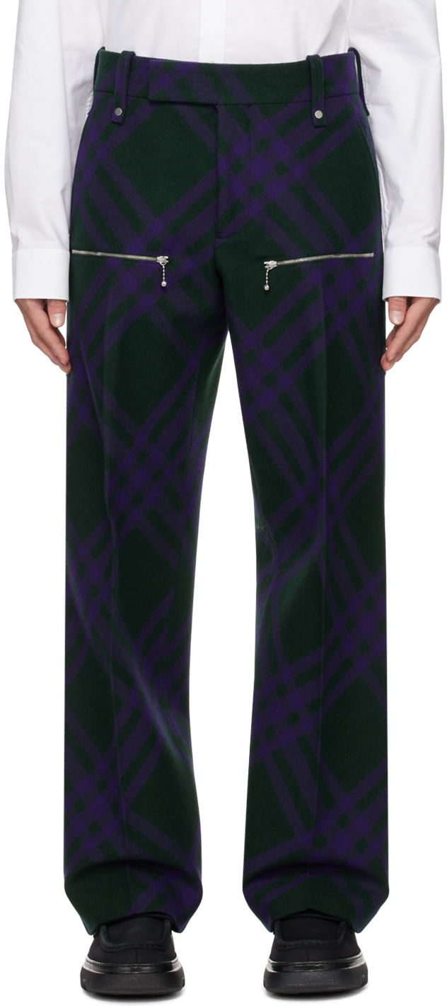 Jeans Burberry Check Trousers Mørkeblå | 8077647