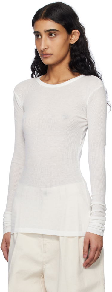 Skjorte Ann Demeulemeester Ann Demeulemeester Fiene Long Sleeve T-Shirt Hvid | 2510-W-JTS12-FA570-002, 3