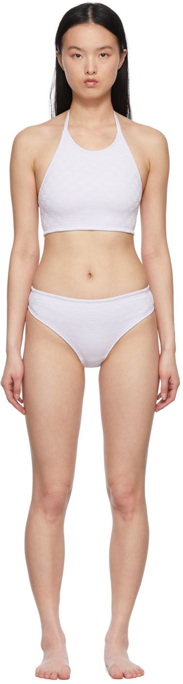 Badetøj Bottega Veneta Nylon Halter Bikini Hvid | 687040 V1LJ0