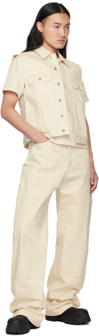 Vest Rick Owens Rick Owens DRKSHDW Hollywood SL Trucker Denim Vest Hvid | DL01E6798 HNJP, 3