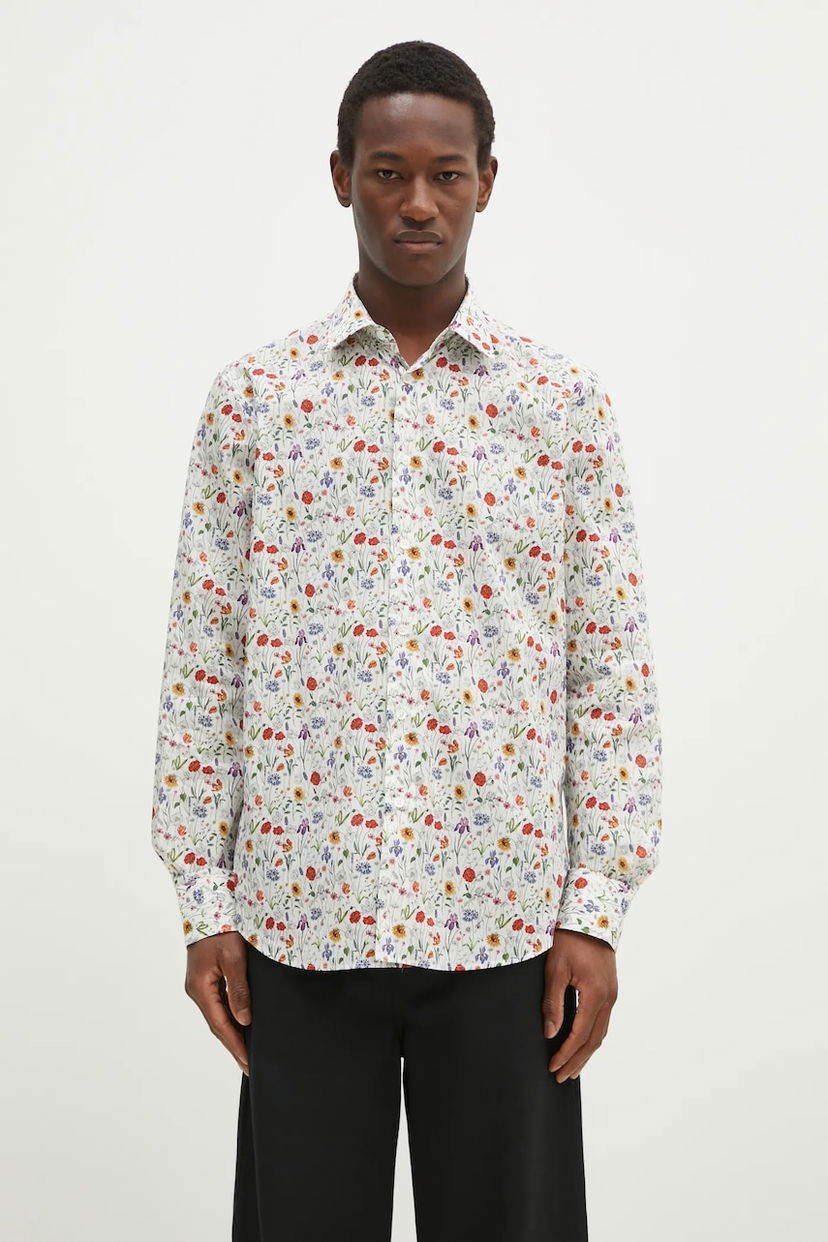 Skjorte Paul Smith Paul Smith Regular Fit Floral Print Shirt Hvid | M1R.800P.P02562