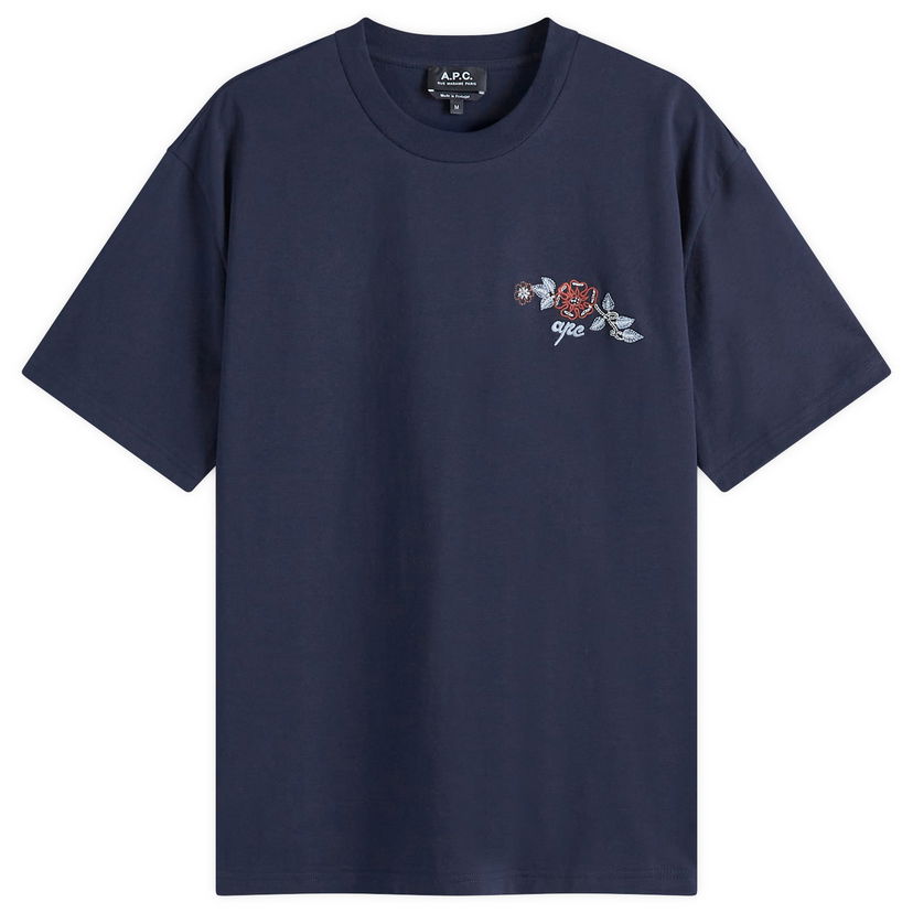 T-shirt A.P.C. A.P.C. Men's Oscar Floral Logo T-Shirt Mørkeblå | COGCK-H26511-IAK