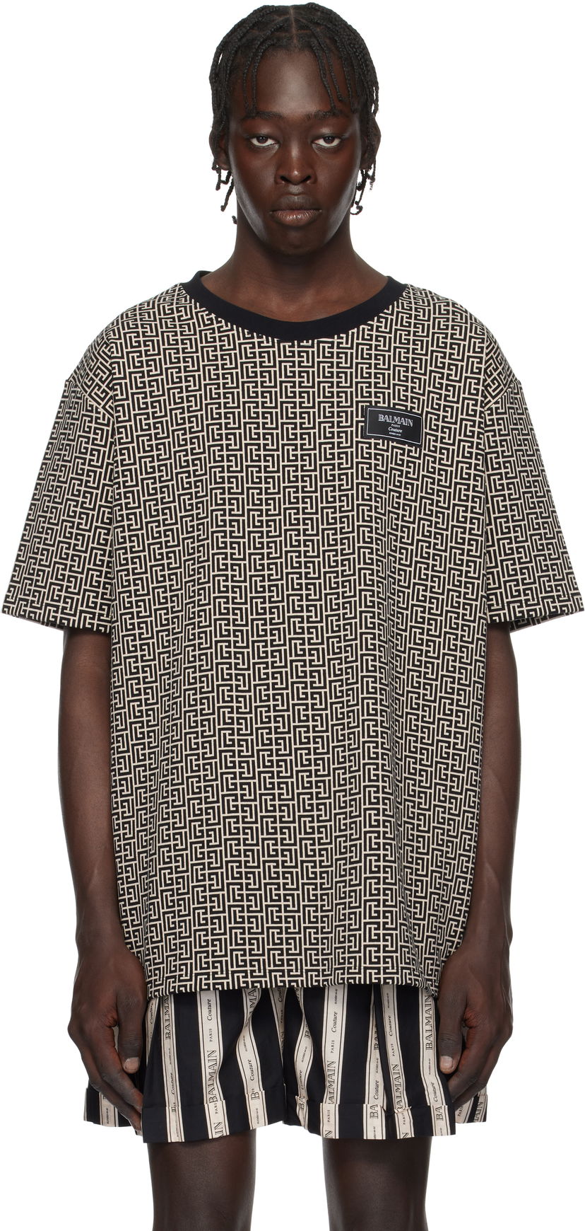 T-shirt Balmain Labyrinth Print T-Shirt Grå | EH1EG010BC90
