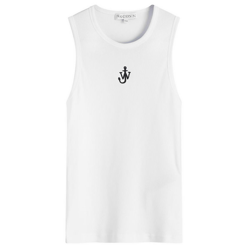 Tanktop JW Anderson Anchor Embroidery Slim-Fit Vest Hvid | JO0248-PG1717-001