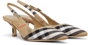 Sneakers og sko Burberry Burberry Birdie Check Slingback Pumps Beige | 8106171, 3