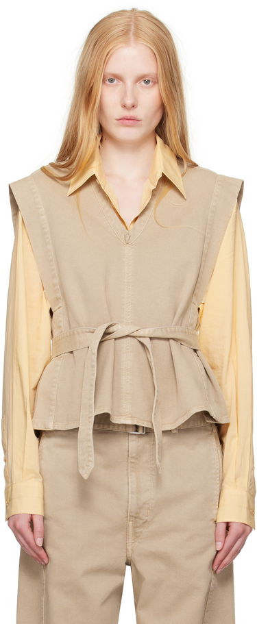 Vest LEMAIRE Lemaire Chasuble Denim Peplum Vest Beige | TO1227 LD1043, 0