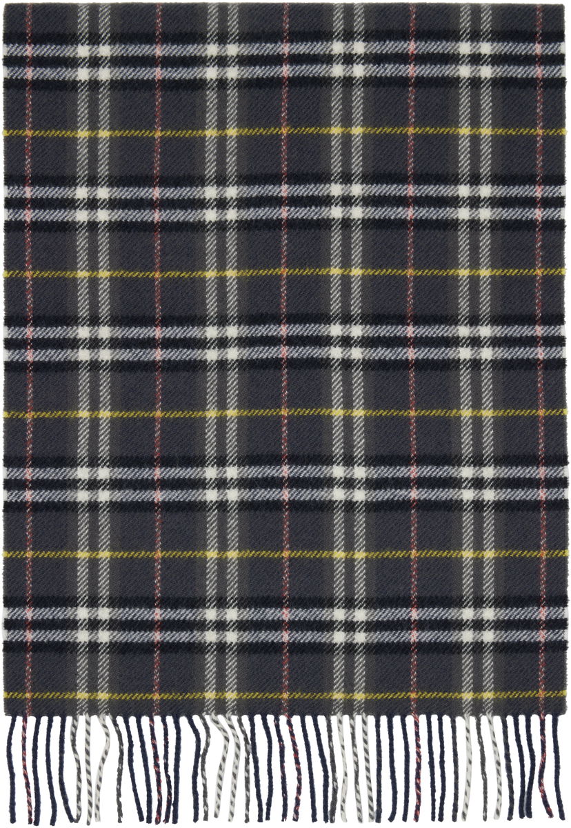 Tørklæde Burberry Burberry British Wool Check Scarf Mørkeblå | 8109460