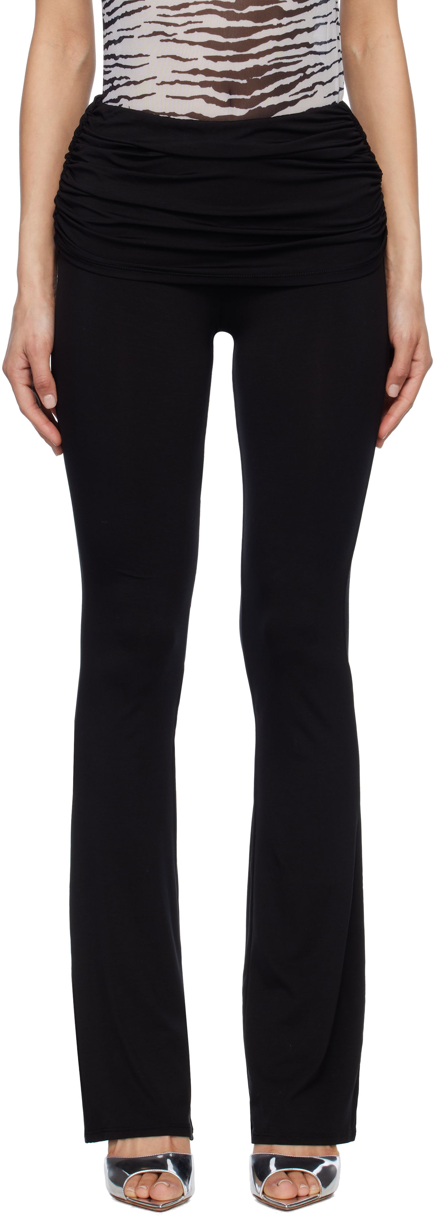 Leggings Miaou Miaou Alana Foldover Flare Trousers Sort | 1039TJBBLK, 0